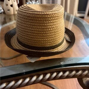 Ann Taylor Tan and Brown Straw Fedora